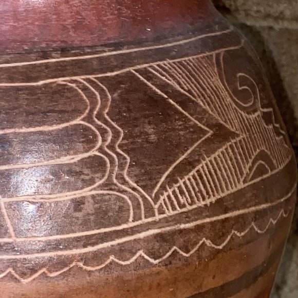 Vintage Mayan Inca Aztek Warrior Pottery Decorative Pitcher Vase - Picture 6 of 6